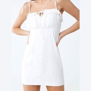 Forever 21 Ivory Mini Dress – Embroidered Bodice, Adjustable Straps, Size M